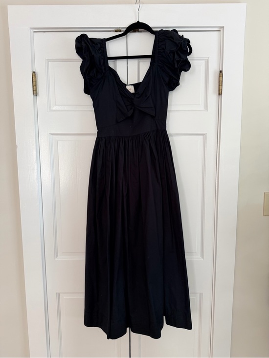 Cleobella Dresses & Skirts - Cleobella Black Ruffle-Sleeve Midi Dress with Front Knot